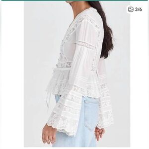 Loveshackfancy Mindy White Lace Blouse 6 NWT